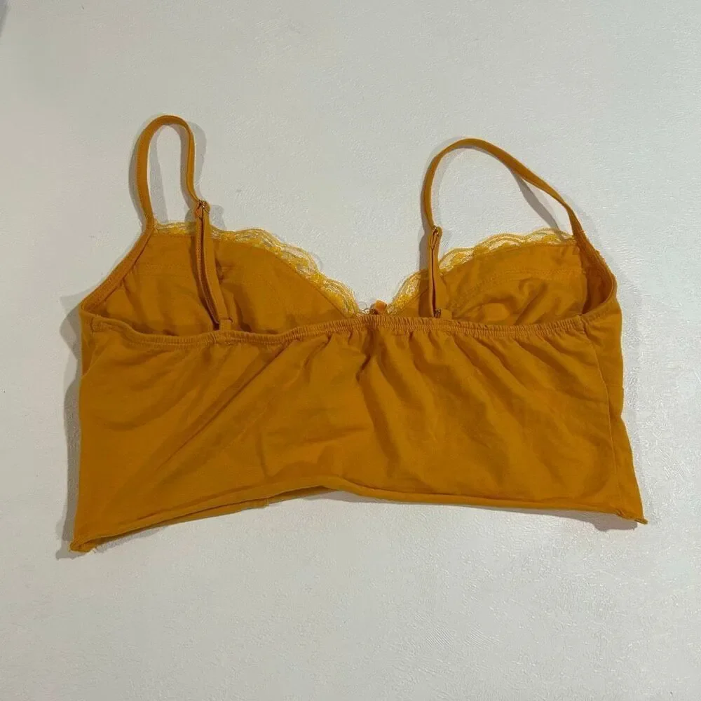 Princess Polly Mustard Lace Trim Bralette Top Size 6 US / AU 10